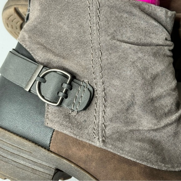 Earth Origins Paige Stone Bootie Size 10 Moto Buckle Block Heel - Picture 11 of 14
